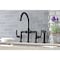 Kingston Brass KS2330KL Industrial Style Bridge Kitchen Faucet with Brass Sprayer, Matte Black KS2330KL - alternate 2